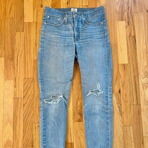 J.Crew Womens' High-Rise 9" Toothpick Distressed Jeans Size 29
